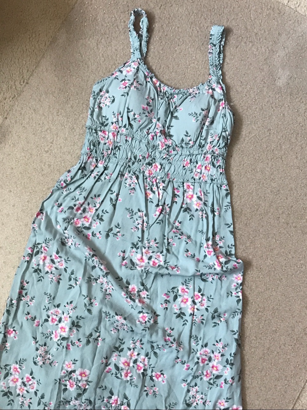 No Boundaries Sage Green Floral Smocked Sundress
